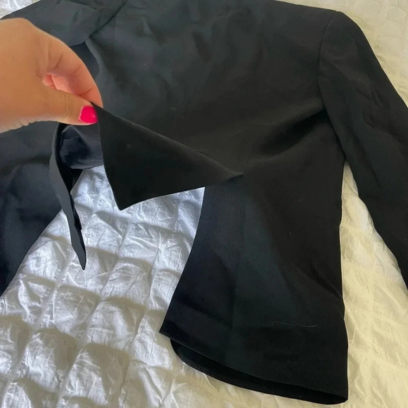 Theory black wool blend collarless Medora Hydric blazer - Picture 7 of 11